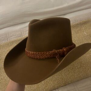 Copy For Sale - Brown Resistol Cowboy Hat with Braided Leather Detail